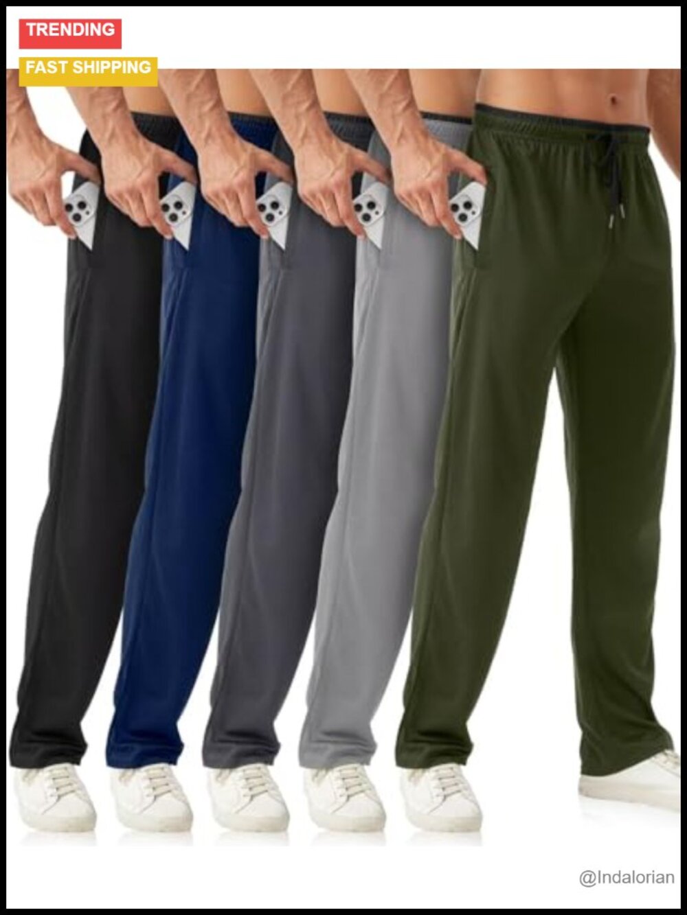 Mens Sweatpants with Zipper Pockets 5 Pack Joggers Athletic Workout Pants